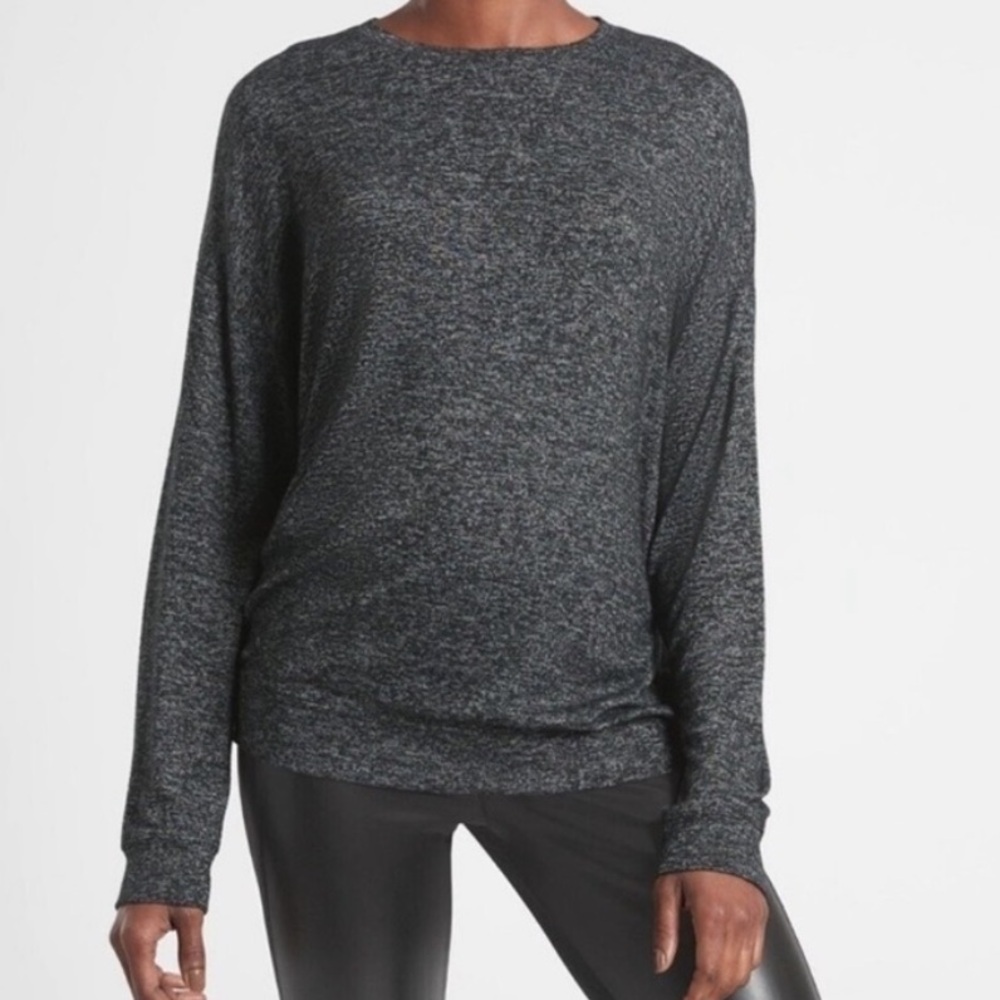 Athleta Mindful Pullover Cozy Long Sleeve Shirt/Sweater; Charcoal Gray - Small